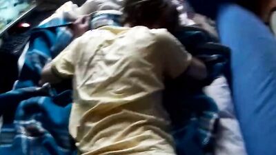 Teen friends rub togethers crotch and feet