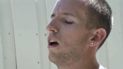 Young handsome guy finds pleasure in sucking the cocks of his buddies and eats the cum with gusto
