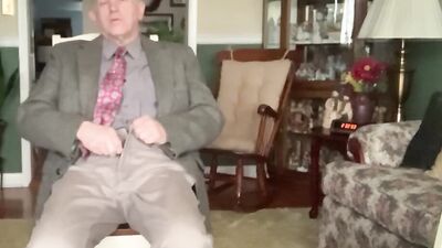 Masturbating dad with legs spread wide and twitching hole