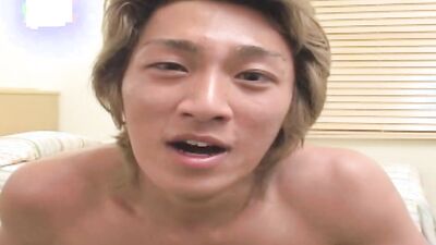 Young stupid Japanese jerks his cock on camera and cum gigantic
