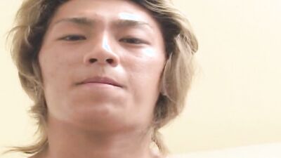 Young stupid Japanese jerks his cock on camera and cum gigantic