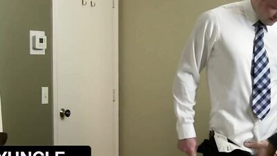 SayUncle - Hot Stud Gets His Muscular Body Caressed By Horny Church Elder Before Induction