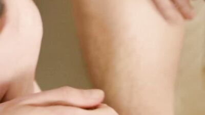 Amazing gay grabbed his cock and started working the foreskin