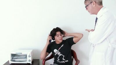 Doctor jerks off his young Latino assistant