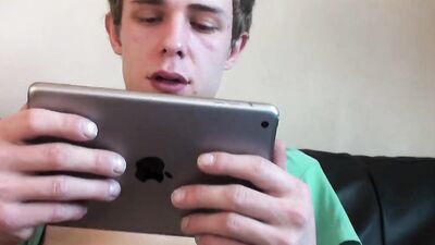Shy reserved boy is animated to jerk his cock in front of running camera during casting