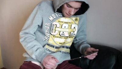 Cute teen gets his horny cock on with a sex toy and squirts hard