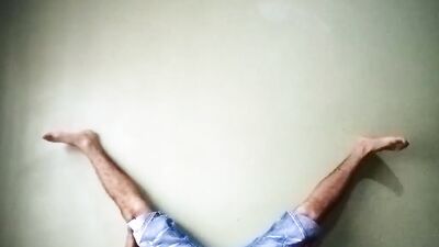 I SWALLOW MY CUM after a delicious and crazy handjob with my legs up, moving them and doing exercises for you
