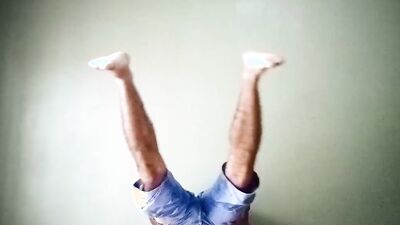 I SWALLOW MY CUM after a delicious and crazy handjob with my legs up, moving them and doing exercises for you