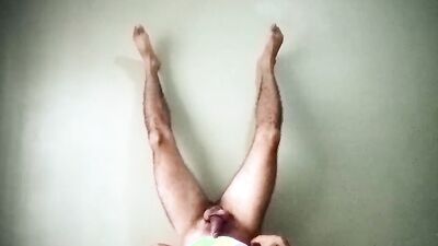 I SWALLOW MY CUM after a delicious and crazy handjob with my legs up, moving them and doing exercises for you