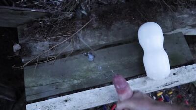 Outdoor Fleshlight Fuck! My Huge Uncut Dick Pounding That Tight Hole!