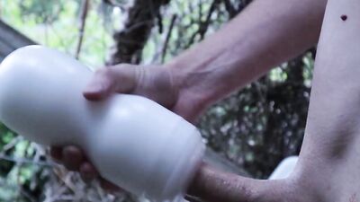Outdoor Fleshlight Fuck! My Huge Uncut Dick Pounding That Tight Hole!