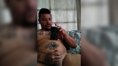 Hot Beefy Tattoo Guy Stroking Cock