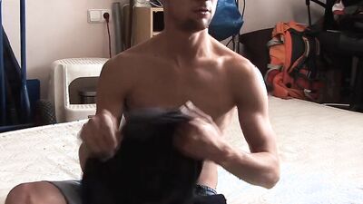 Pretty guy masturbates in front of the camera and additionally jerks off his cock with a fucking machine