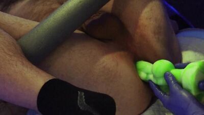 Enormous anal stretching including double fisting and PET bottle insertion