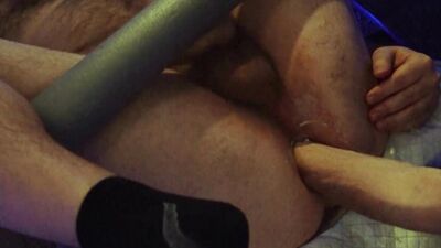 Enormous anal stretching including double fisting and PET bottle insertion