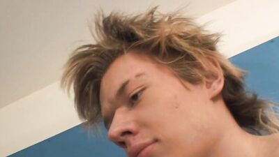 Creative gay fuck with milk enema