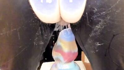 Really sloppy Anal Stretching with tons of lube leaking outside my abused asshole. 10012023