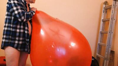 87) Cum on Giant Red Balloon -- Cont from Vid 86 -- Balloonbanger