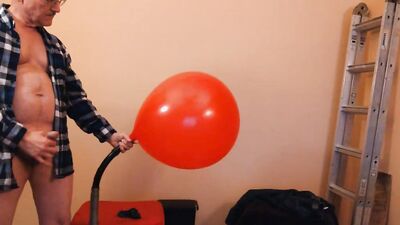87) Cum on Giant Red Balloon -- Cont from Vid 86 -- Balloonbanger