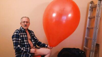 87) Cum on Giant Red Balloon -- Cont from Vid 86 -- Balloonbanger