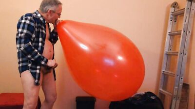 87) Cum on Giant Red Balloon -- Cont from Vid 86 -- Balloonbanger