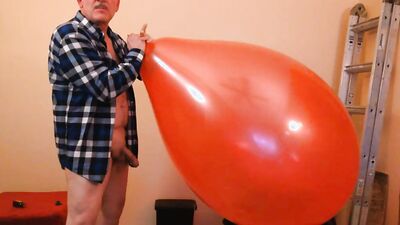 87) Cum on Giant Red Balloon -- Cont from Vid 86 -- Balloonbanger