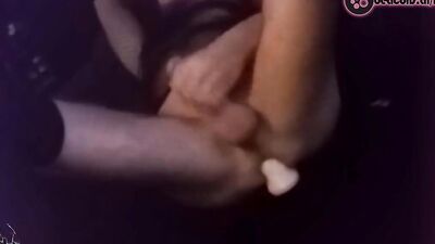 KinkyChrisX plays with dildo ass to mouth in black overknees