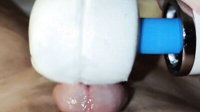 Close Up With Hitachi Wand Vibrating Cum Out Of My Dick Part DMVToyLover
