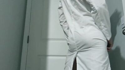 Lab Coat Strip Cock and Ass Tease with Cumshot