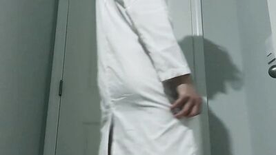 Lab Coat Strip Cock and Ass Tease with Cumshot