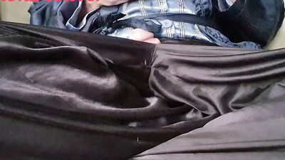 Master Ramon jerks off at breakfast in a hot satin outfit, lick slave!