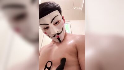 Muscular hentai Japanese cums nipples and dick with anal vibrator