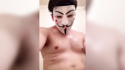 Muscular hentai Japanese cums nipples and dick with anal vibrator