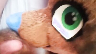 Cum on fursuit until completely covered