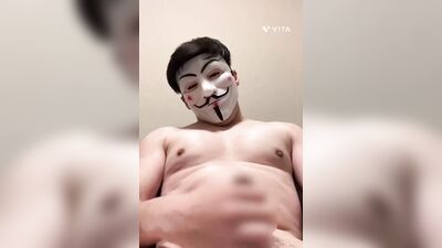 Muscular perverted straight Japanese is horny and caresses her body while exposing her ass