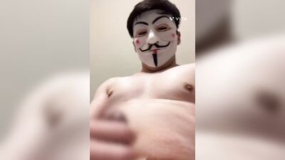 Muscular perverted straight Japanese is horny and caresses her body while exposing her ass