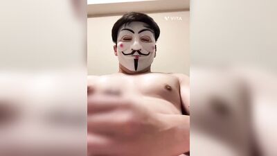 Muscular perverted straight Japanese is horny and caresses her body while exposing her ass