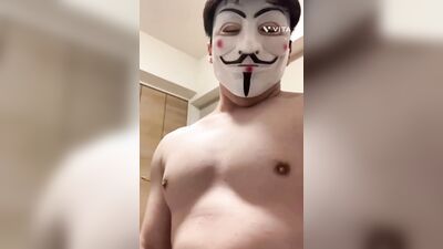 Muscular perverted straight Japanese is horny and caresses her body while exposing her ass