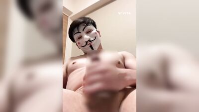 Muscular perverted straight Japanese is horny and caresses her body while exposing her ass
