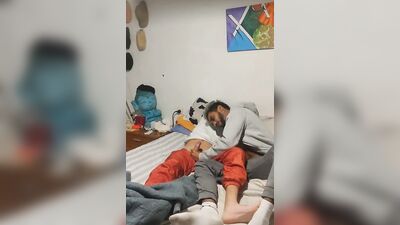 Our hetero friend records us fucking hard. Bareback and feet