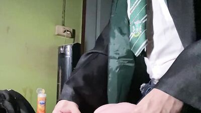 Asian Slytherin guy fucking sex toy