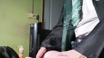 Asian Slytherin guy fucking sex toy