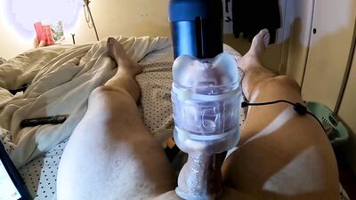TheHandy fleshlight milks my swollen cock.