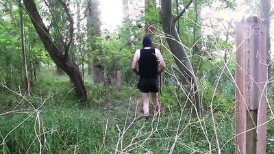 outdoors worn out y fronts hiking walk to naked