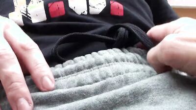 Young horny teen loves to jerk his big cock until he cum violently