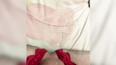 Playing with my dick and ass in wife sexy panties