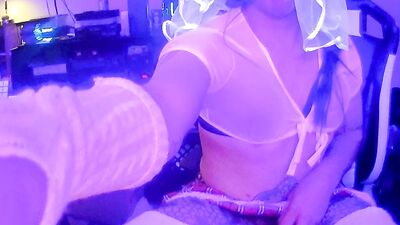 CD Slut gets fucked by Double Dildo