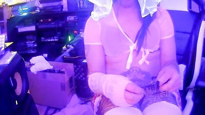 CD Slut gets fucked by Double Dildo