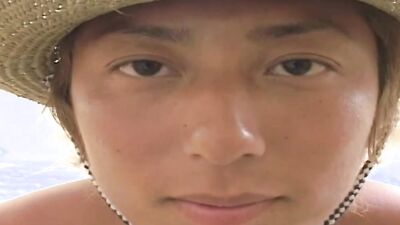 Young japanese guy posing in front of camera while jerking his cock until he cums