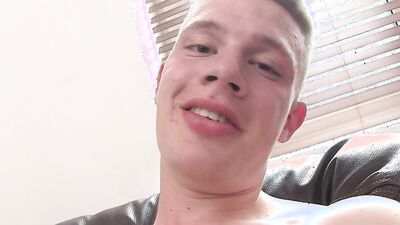 Skinny Boy Toy Leon Spreads His Ass Cheeks While Jerking Off